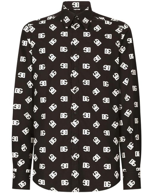 Dolce & Gabbana Black Shirt With Dg Print for men