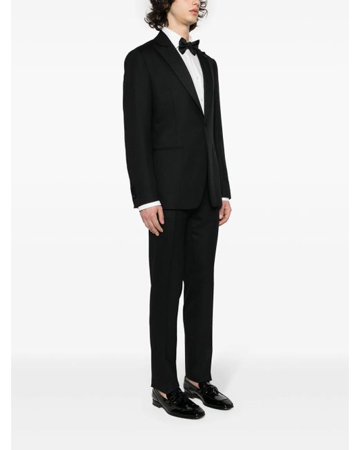 Lardini Black Single-Breasted Crepe Suit for men