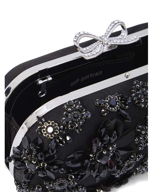 Self-Portrait Black Floral Clutch
