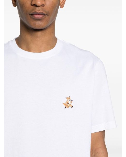 Maison Kitsuné White Speedy Fox Cotton T-Shirt for men