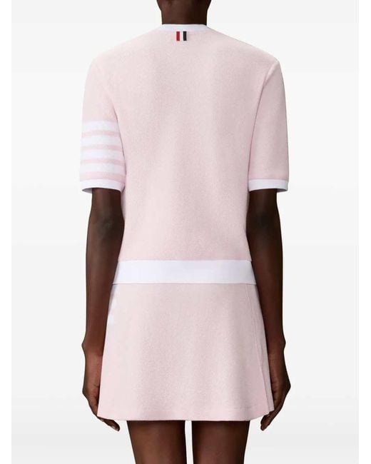 Thom Browne Pink Top With 4-Stripe Detail