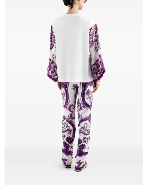 Dolce & Gabbana White Majolica-Print Blouse