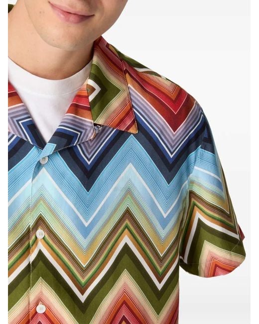 Missoni Blue Zigzag Pattern Shirt for men