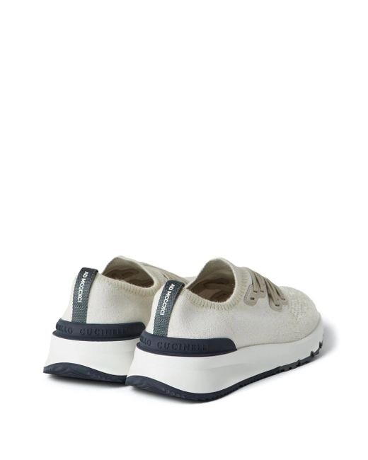 Brunello Cucinelli White Sneakers With Perforated Detail for men