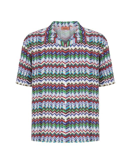 Missoni Blue Zigzag Button-Up Shirt for men