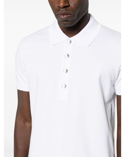 Balmain White Monogram Polo Shirt for men