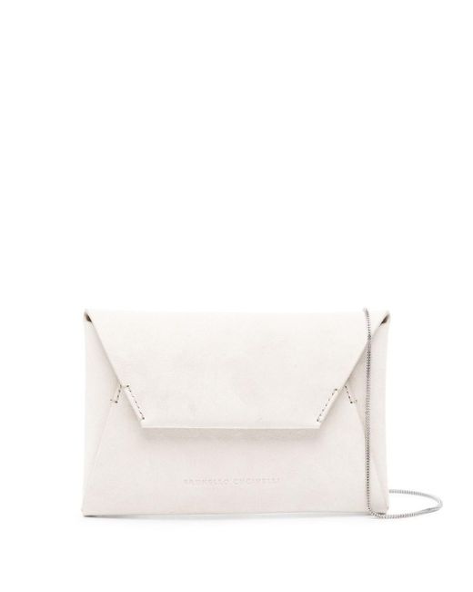 Brunello Cucinelli White Envelope Shoulder Bag