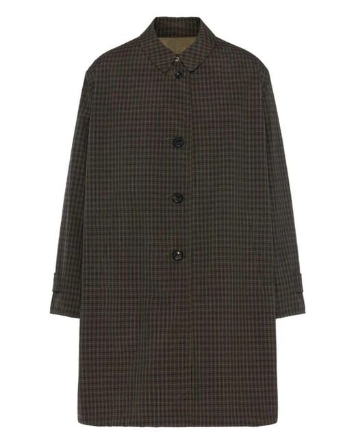 Maison Margiela Gray Buttoned Plaid Trench Coat for men