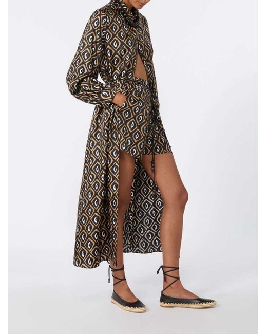 Max Mara Black Printed Silk Twill Shirt Dress