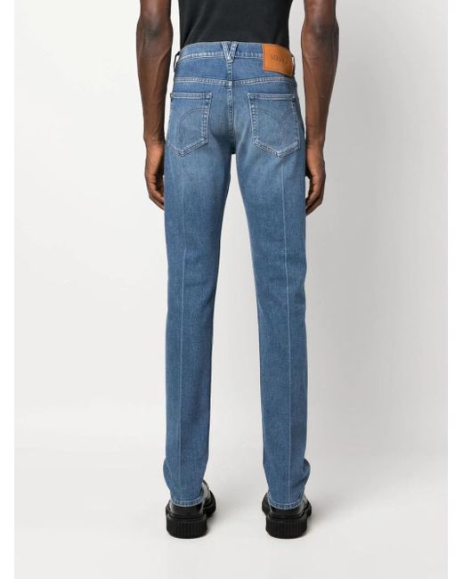 Jeans Slim Con Applicazione di Versace in Blue da Uomo