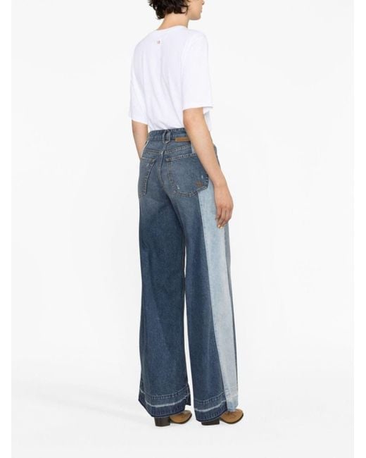 Stella McCartney Blue Double-tone Wide-leg Jeans