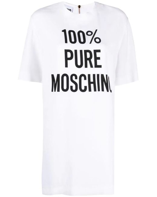 Moschino White Short Dress With Print