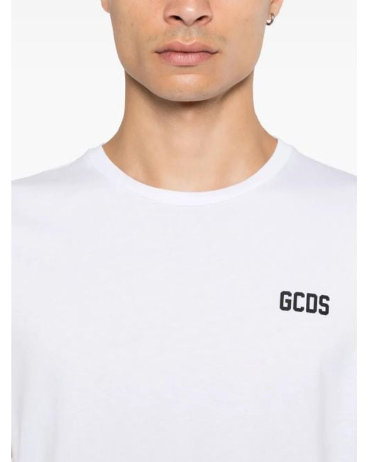 Gcds White Low Band Logo T-Shirt for men