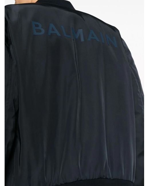 Balmain Blue Zip-Up Bomber Jacket for men