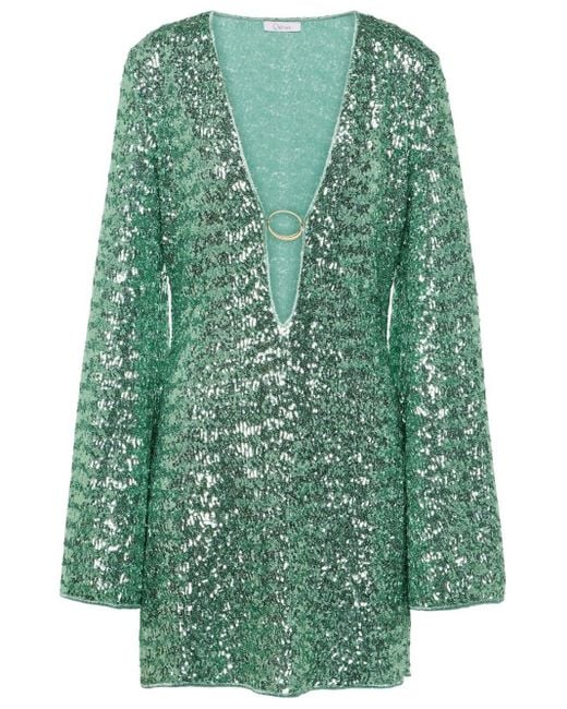 Oseree Green Beach Cover-Up With Sequins