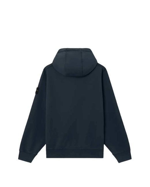 Stone Island Blue Cotton Zip-Up Hoodie for men