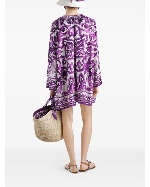 Dolce & Gabbana Purple Silk Dress