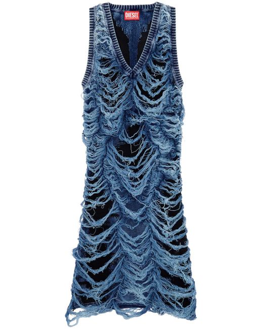 DIESEL Blue Short M- Dress With Worn Effect