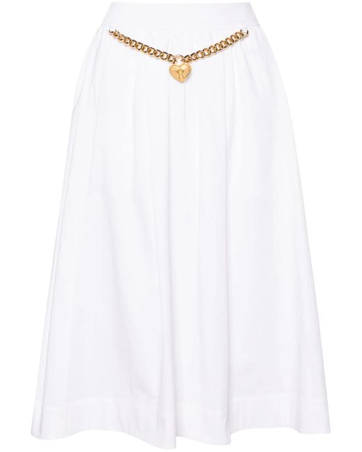Moschino White Midi Skirt With Gathers