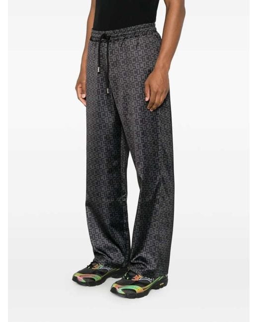 Gcds Gray "Monogram Logo" Nylon Trousers for men