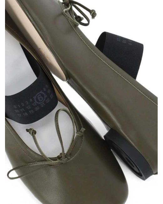 MM6 by Maison Margiela Green Anatomic Ballet Flats With Numeric Logo