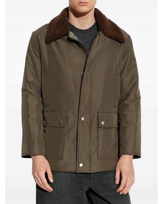 Maison Margiela Brown Jacket With Shearling Collar And Flap Pockets for men