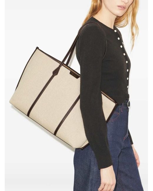 Tory Burch Natural Sac Cabas Perry En Toile