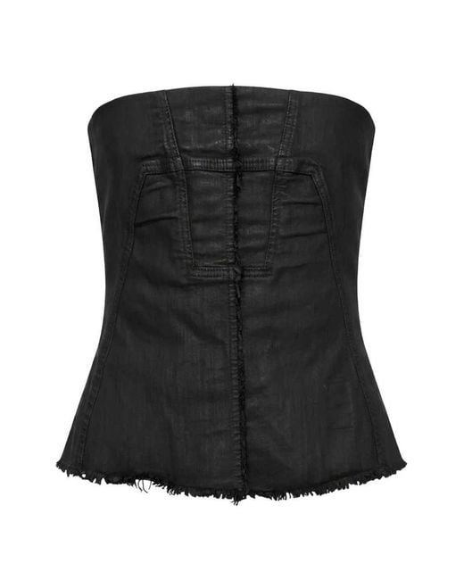 Rick Owens Black Waxed-Finish Bustier Top