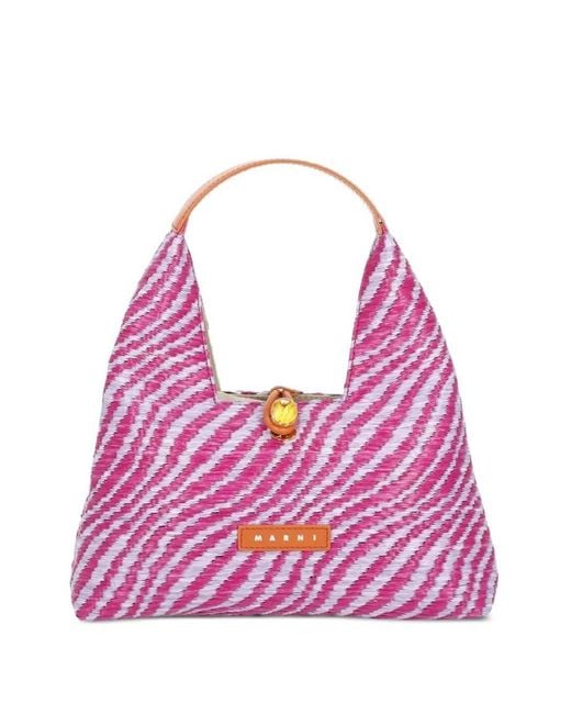 Marni Pink Trapeze Tote Bag With Logo