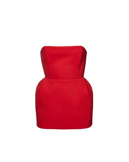 Magda Butrym Red Strapless Babydoll Mini Dress