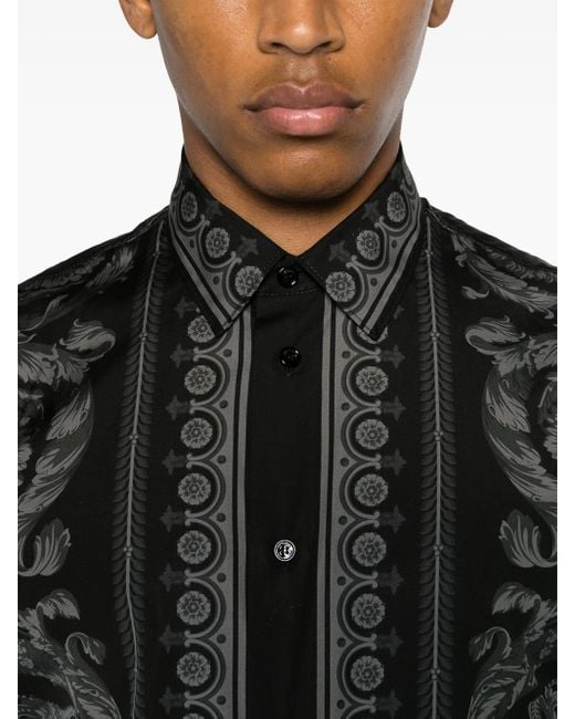 Versace Black Barocco Shirt With Print for men
