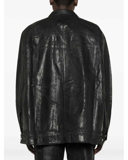 Rick Owens Black Button-Up Denim Jacket for men