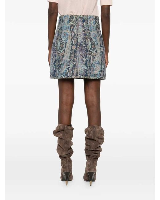 Etro Gray Short Skirt With Buttons