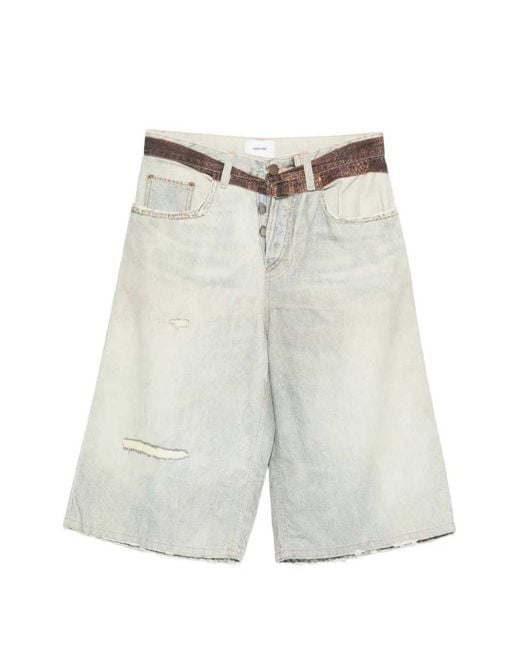 Haikure White Printed Belted Shorts