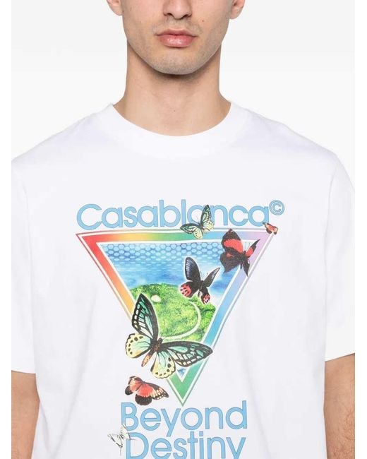 Casablanca Blue Printed Jersey T-Shirt for men