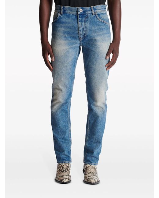 Balmain Blue Straight Mid-Rise Jeans for men