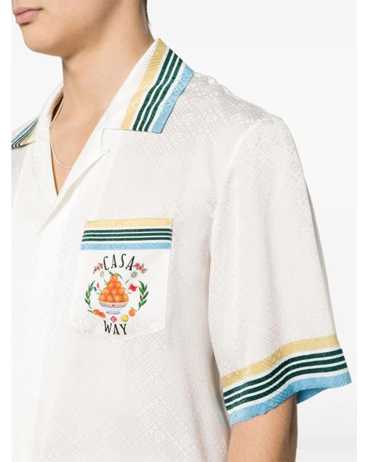 Casablancabrand White Casa Way Shirt With Monogram for men