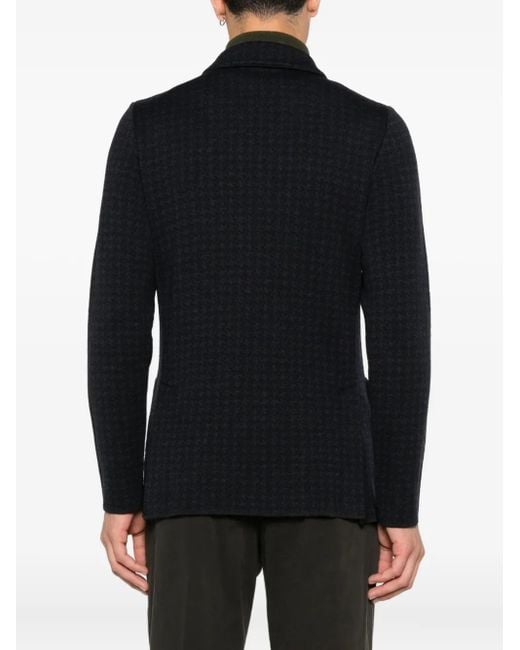 Lardini Black Double-Breasted Jacket With Houndstooth Pattern for men