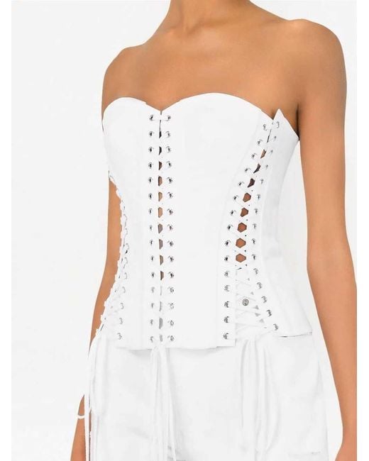 Dolce & Gabbana White Gabardine Bustier Top