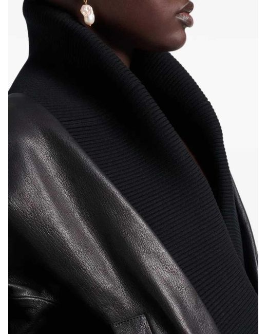 Magda Butrym Black Ribbed Leather Jacket