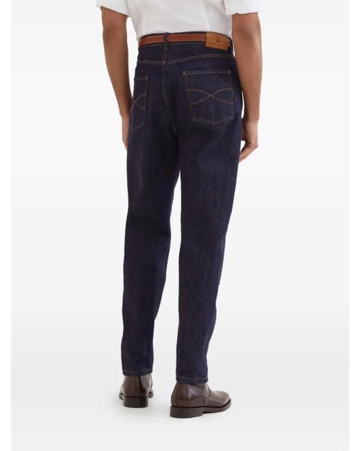 Brunello Cucinelli Blue Jeans With Embroidery for men