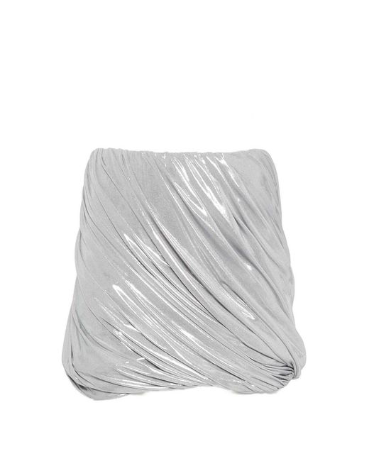 Norma Kamali Gray Metallic Draped Mini Skirt