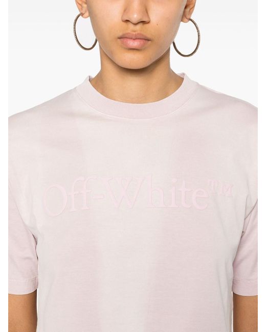 Off-White c/o Virgil Abloh Pink Off- T-Shirt With Cropped Logo