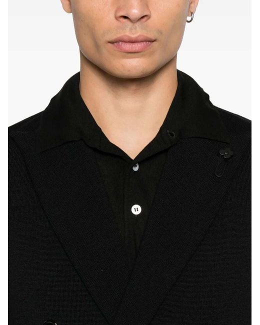 Lardini Black Double-Breasted Wool Suit for men