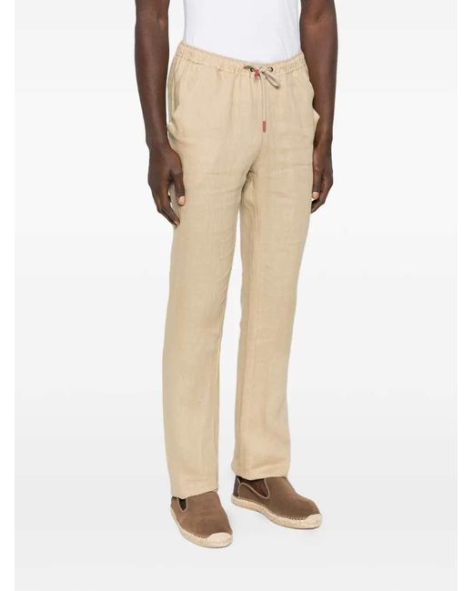 Kiton Natural Drawstring Waist Pants for men