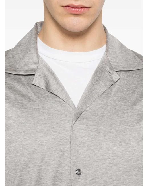 Lardini Gray Long-Sleeved Button-Up Shirt for men