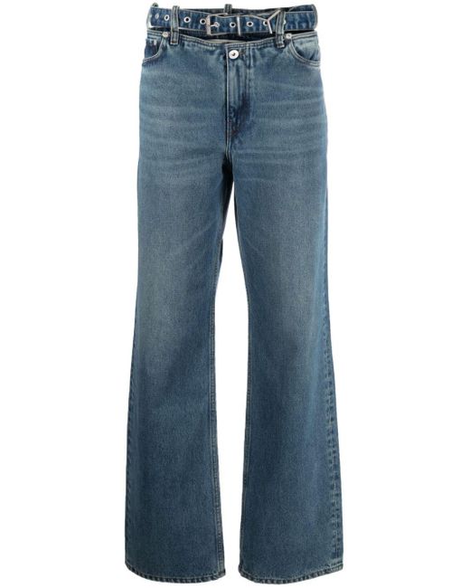 Y. Project Blue Evergreen Y Belt Wide-leg Jeans