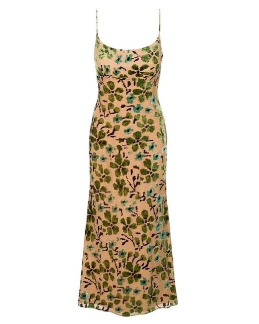 Staud Metallic Dianna Dress Moss Floral Tapestry