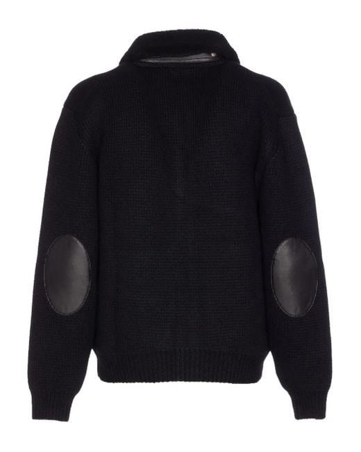 Tom Ford Blue 3-Gauge Pure Cashmere Shearling Collar Cardigan for men