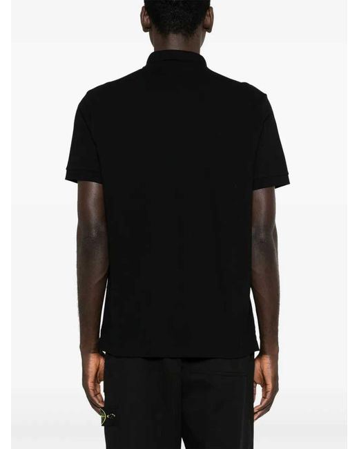 Stone Island Black Logo-Patch Polo Shirt for men